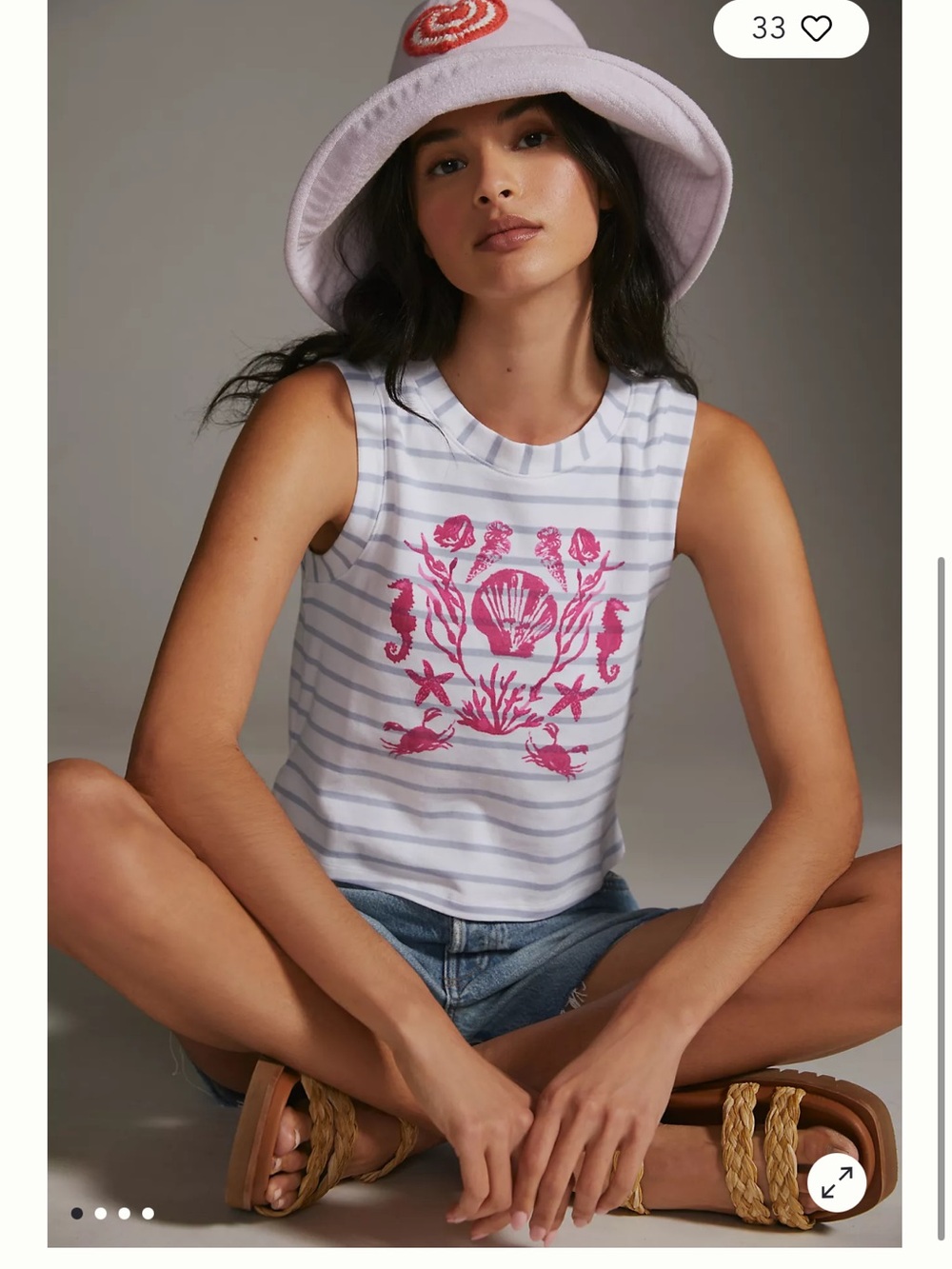 Maeve Striped Coastal Print Tank Top S